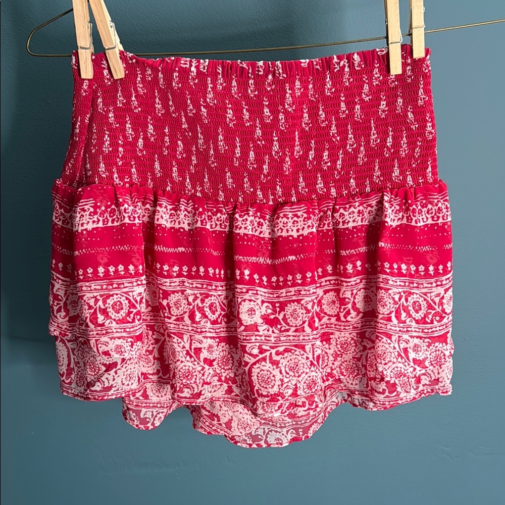 Express Red and White Boho Mini Skirt